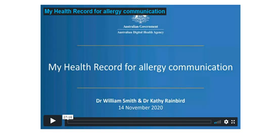 My Health Record for allergy communication