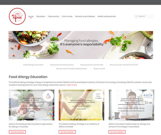 Food allergy aware website